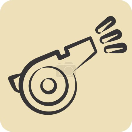 Illustration for Icon Whistle. related to Tennis Sports symbol. hand drawn style. simple design illustration - Royalty Free Image