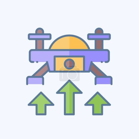 Icon Fly Up. related to Drone symbol. doodle style. simple design illustration 1