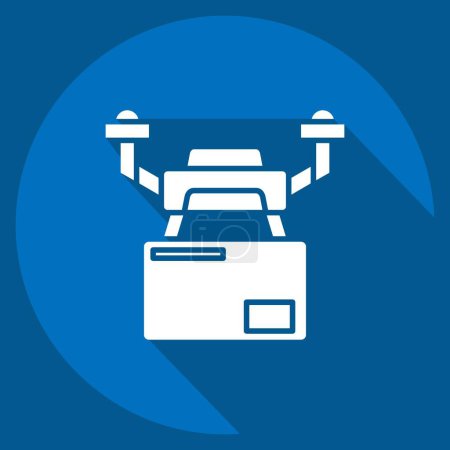 Illustration for Icon Drone Logistics. related to Drone symbol. long shadow style. simple design illustration - Royalty Free Image