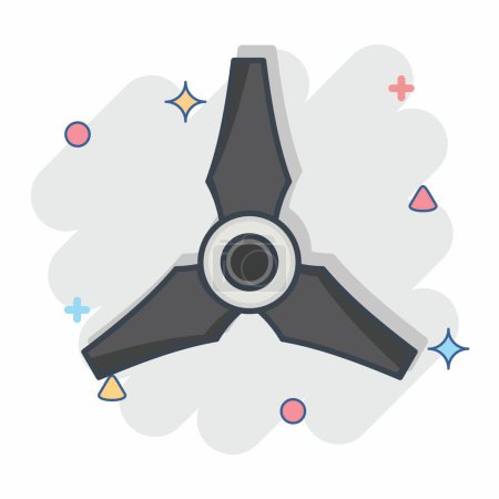 Ikone Propeller mit drei Blättern. im Zusammenhang mit dem Drohnen-Symbol. Comic-Stil. einfache Design-Illustration