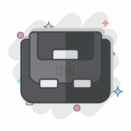 Icon Umhängetasche vorhanden. im Zusammenhang mit dem Drohnen-Symbol. Comic-Stil. einfache Design-Illustration