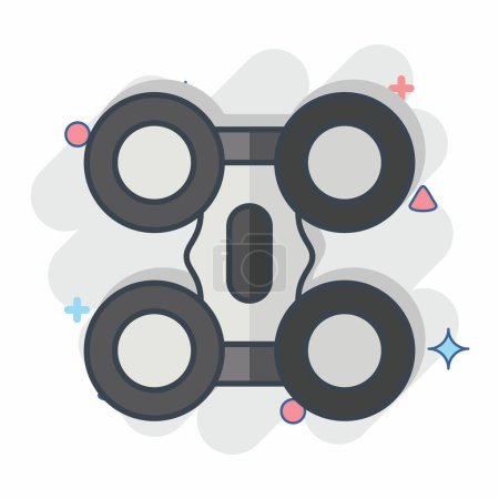 Symbolbild Quad Copter. im Zusammenhang mit dem Drohnen-Symbol. Comic-Stil. einfache Design-Illustration