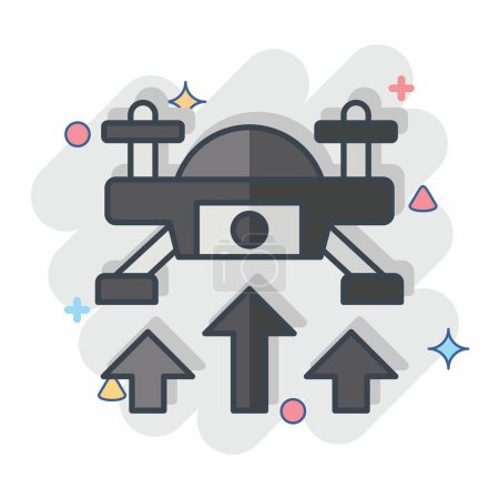 Icon Fly Up. related to Drone symbol. comic style. simple design illustration 1