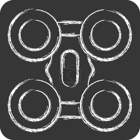 Symbolbild Quad Copter. im Zusammenhang mit dem Drohnen-Symbol. Kreide-Stil. einfache Design-Illustration