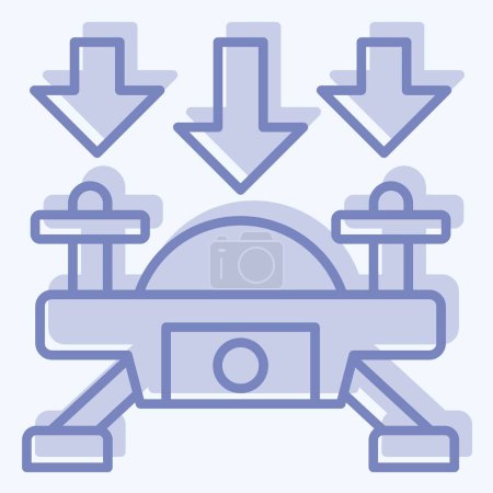 Icono volar hacia abajo. relacionado con el símbolo Drone. estilo de dos tonos. ilustración de diseño simple