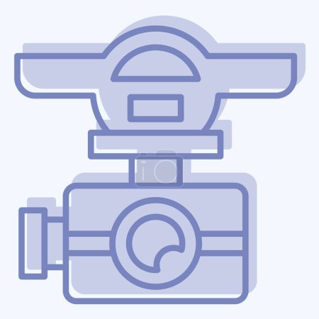 Symboldrohnen-Kamera. im Zusammenhang mit dem Drohnen-Symbol. Zwei-Ton-Stil. einfache Design-Illustration