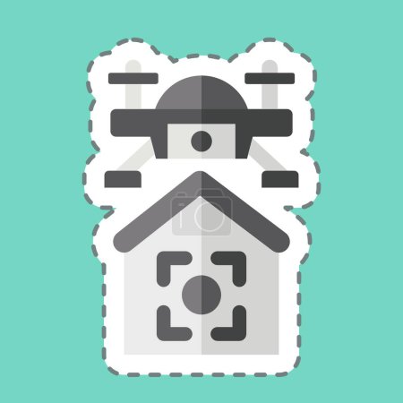Sticker line cut Drone Location. related to Drone symbol. simple design illustration