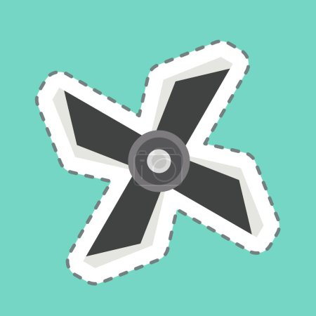 Sticker line cut Drone Blades. related to Drone symbol. simple design illustration