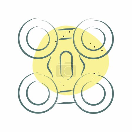 Symbolbild Quad Copter. im Zusammenhang mit dem Drohnen-Symbol. Farbfleck-Stil. einfache Design-Illustration