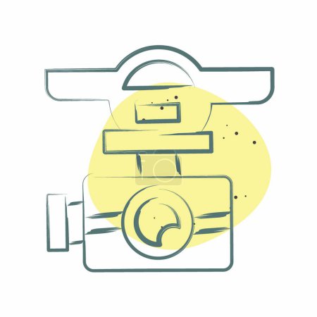 Symboldrohnen-Kamera. im Zusammenhang mit dem Drohnen-Symbol. Farbfleck-Stil. einfache Design-Illustration
