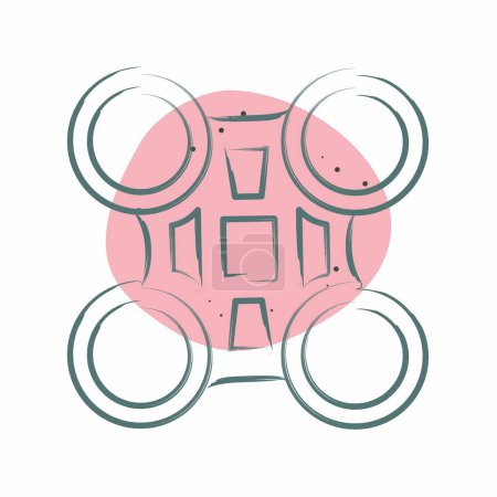 Ikone landwirtschaftlicher Drohne. im Zusammenhang mit dem Drohnen-Symbol. Farbfleck-Stil. einfache Design-Illustration