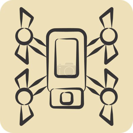 Illustration for Icon Scouting Drone. related to Drone symbol. hand drawn style. simple design illustration - Royalty Free Image