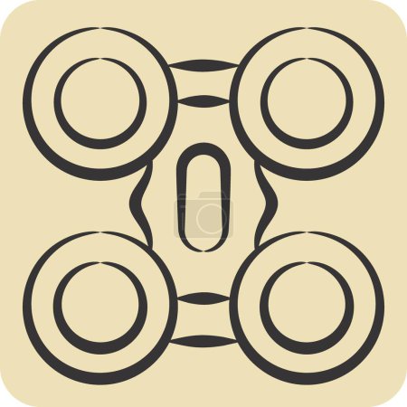 Symbolbild Quad Copter. im Zusammenhang mit dem Drohnen-Symbol. handgezeichneten Stil. einfache Design-Illustration