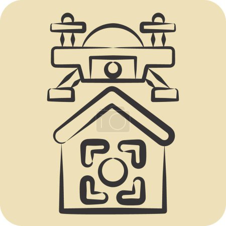 Icon Drone Location. related to Drone symbol. hand drawn style. simple design illustration