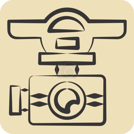 Symboldrohnen-Kamera. im Zusammenhang mit dem Drohnen-Symbol. handgezeichneten Stil. einfache Design-Illustration