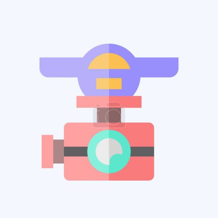 Symboldrohnen-Kamera. im Zusammenhang mit dem Drohnen-Symbol. flachen Stil. einfache Design-Illustration