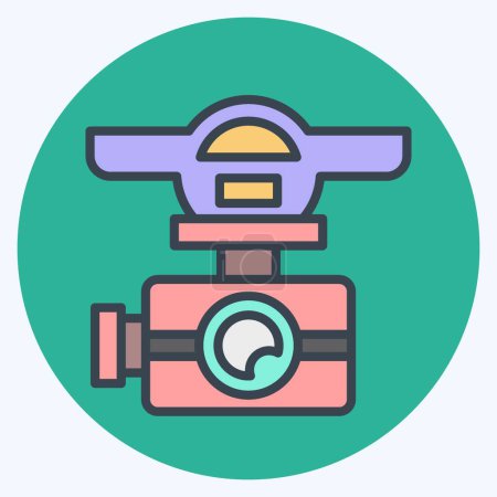 Symboldrohnen-Kamera. im Zusammenhang mit dem Drohnen-Symbol. Farbe Mate-Stil. einfache Design-Illustration
