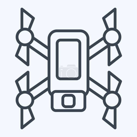 Aufklärungsdrohne. im Zusammenhang mit dem Drohnen-Symbol. Linienstil. einfache Design-Illustration