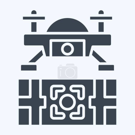 Icon Target Location. im Zusammenhang mit dem Drohnen-Symbol. Glyphen-Stil. einfache Design-Illustration