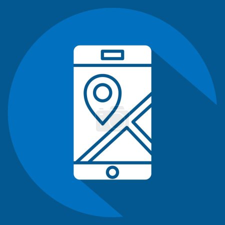 Icon Mobile Gps. related to Navigation symbol. long shadow style. simple design illustration