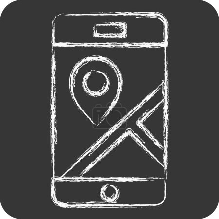 Icono Mobile Gps. relacionado con el símbolo de navegación. Estilo tiza. ilustración de diseño simple