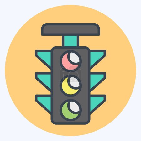 Icon Traffic Light. related to Navigation symbol. color mate style. simple design illustration