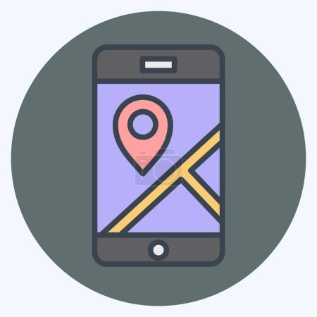 Icon Mobile Gps. related to Navigation symbol. color mate style. simple design illustration