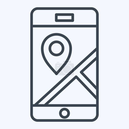 Icône Gps mobiles. lié au symbole de navigation. style ligne. illustration de conception simple