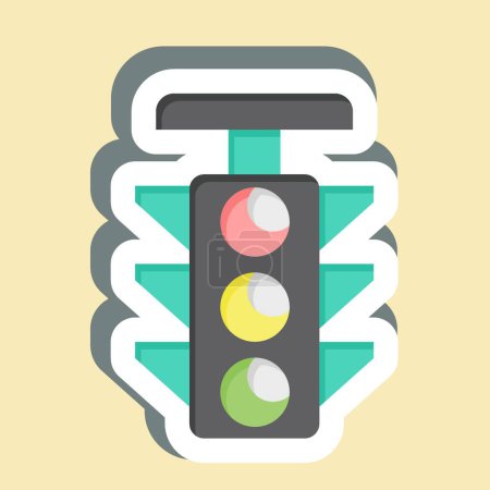 Sticker semáforo. relacionado con el símbolo de navegación. ilustración de diseño simple