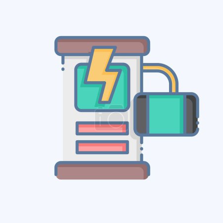 Illustration for Icon Mobile Charging Station. related to Hotel Service symbol. doodle style. simple design illustration - Royalty Free Image