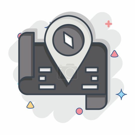 Icon Tourist Map. related to Hotel Service symbol. comic style. simple design illustration