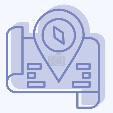 Icon Tourist Map. related to Hotel Service symbol. two tone style. simple design illustration