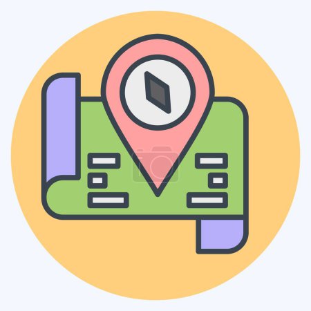 Icon Tourist Map. related to Hotel Service symbol. color mate style. simple design illustration
