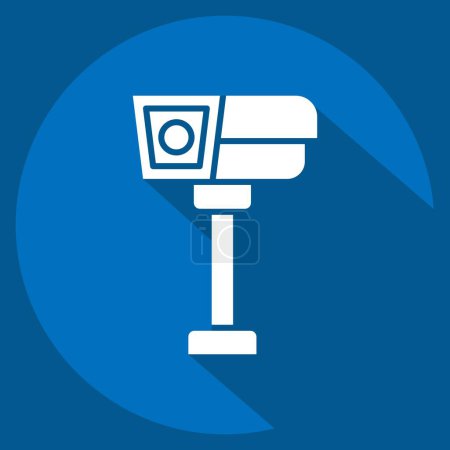 Icono de CCTV. relacionado con el símbolo de seguridad. estilo de sombra larga. ilustración de diseño simple