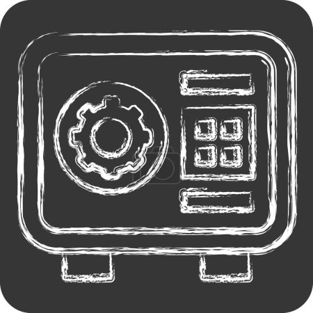 Icon Safebox. im Zusammenhang mit dem Sicherheitssymbol. Kreide-Stil. einfache Design-Illustration