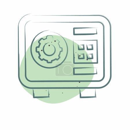 Icon Safebox. im Zusammenhang mit dem Sicherheitssymbol. Farbfleck-Stil. einfache Design-Illustration