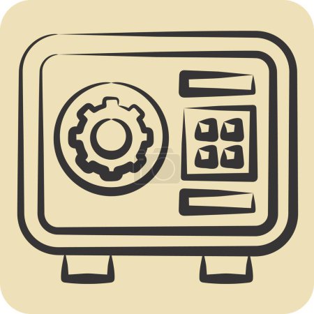 Icon Safebox. im Zusammenhang mit dem Sicherheitssymbol. handgezeichneten Stil. einfache Design-Illustration