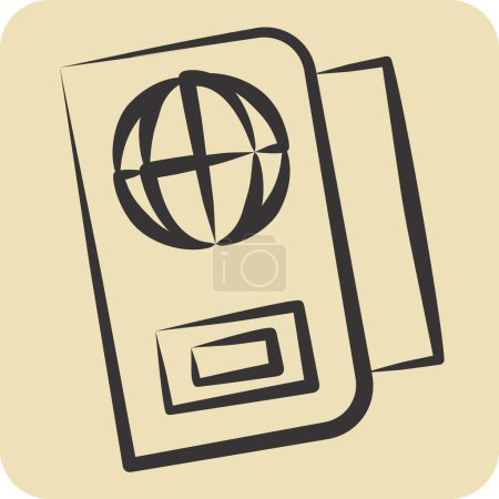 Illustration for Icon Passport. related to Security symbol. hand drawn style. simple design illustration - Royalty Free Image