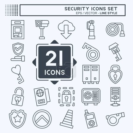Ilustración de Conjunto de iconos Seguridad. relacionado con el símbolo de la tecnología. estilo de línea. ilustración de diseño simple - Imagen libre de derechos