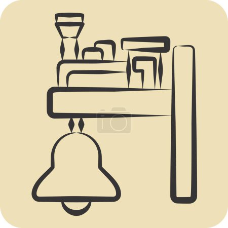 Icon Train Bell. related to Train Station symbol. hand drawn style. simple design illustration