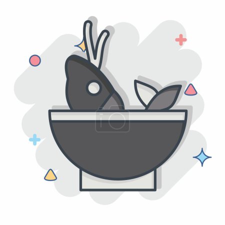 Icon Soup Sea. related to Seafood symbol. comic style. simple design illustration