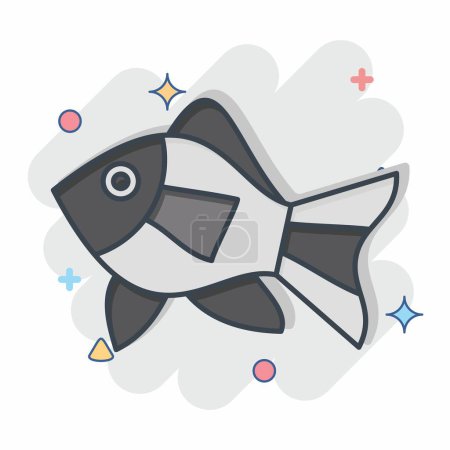 Ikone Atlantischer Fisch. verwandt mit Meeresfrüchte-Symbol. Comic-Stil. einfache Design-Illustration