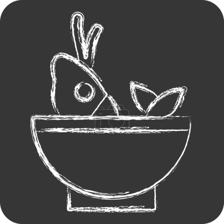 Icon Soup Sea. related to Seafood symbol. chalk Style. simple design illustration