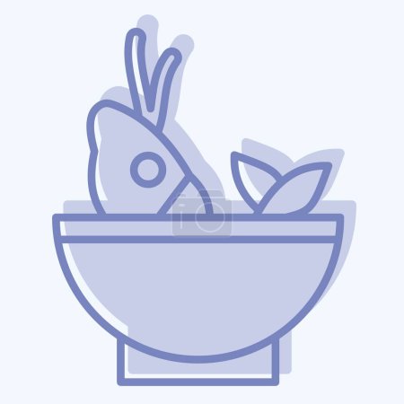 Ikonensuppenmeer. verwandt mit Meeresfrüchte-Symbol. Zwei-Ton-Stil. einfache Design-Illustration