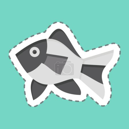 Aufkleberschnur geschnitten Atlantic Fish. verwandt mit Meeresfrüchte-Symbol. einfache Design-Illustration