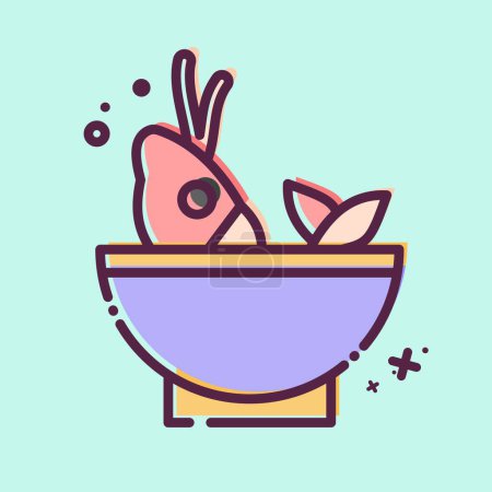 Icon Soup Sea. related to Seafood symbol. MBE style. simple design illustration