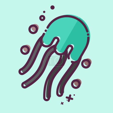 Icon Jelly Fish. related to Seafood symbol. MBE style. simple design illustration