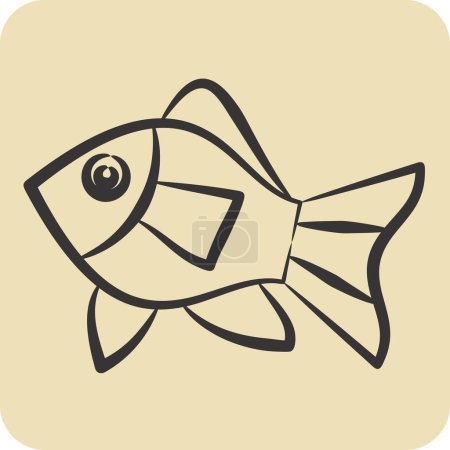 Ikone Atlantischer Fisch. verwandt mit Meeresfrüchte-Symbol. handgezeichneten Stil. einfache Design-Illustration