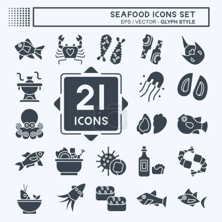 Icon Set Seafood. related to Holiday symbol. glyph style. simple design illustration