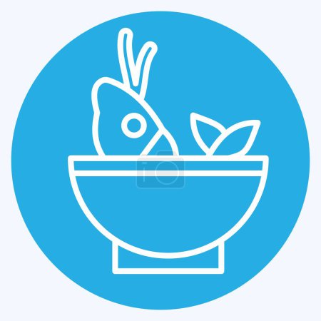 Téléchargez les illustrations : Icône Soupe Mer. lié au symbole Fruits de mer. style yeux bleus. illustration de conception simple - en licence libre de droit